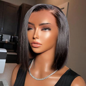 Glueless Bone straight 13x4 Frontal Lace Ready to Go Bob Wig