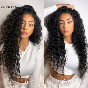 Density Water Wave 13x4 Frontal Glueless Free Part Long Curly Wig