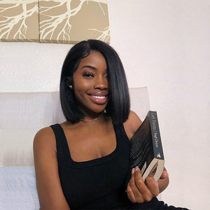 Super Double Drawn 13X4 Frontal Straight Short Bob Wig