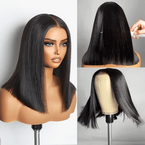 Double Drawn Glueless 2X6 Closure Lace Bob 100% Human Hair Wig