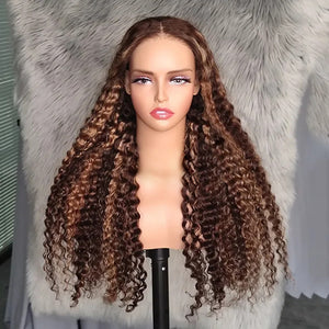 Glueless Mix Highlight Color 13x4 Full Frontal Lace Wig