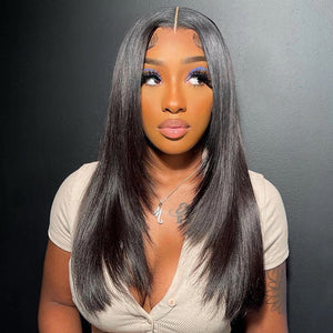Glueless Layered Bone Straight 5×5 Pre-Cut Closure HD Lace Wig