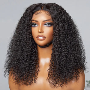 Kinky Curly Glueless 5x5 Closure HD Lace Wig Ready To Go 100% Human Hair 14